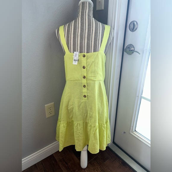 NY&Co Yellow Linen Blend Flare Dress (NWT) - Picture 7 of 8